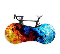 LAD Bike Wheel Cover,Washable Elastic Bike Wheel Cover Anti-Scratch Gear Wheel Tire Package,Fit All Bicycles, Keeps Floors and Walls Dirt-Free (Red and blue flame)