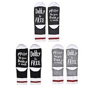 LAD Master Has Given Dobby a Sock, 3 Pairs Chic Funny Novelty Saying Dobby is Free Knitted Words Crew Socks for Womens Mens