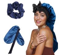 LadayPoa Double Layer Sleep Cap with Hair Ties for Women Long Hair Bonnet for Curly Hair bonnet Satin bonnets for Sleeping Large Silk Bonnet with Stretchy Tie Band for Women