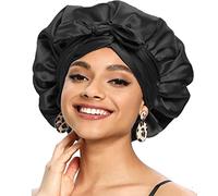 LadayPoa Extra Large Satin Bonnet,Silk Night Sleep Cap with Wide Elastic Soft Band,Hair Bonnet for Women Satin Braids,for Woman Girl Natural Hair,Curly Hair