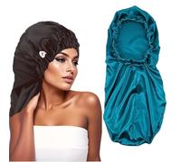 LadayPoa Women 2 Pack Long Satin Hair Bonnet Girls Silky Cap for Sleeping Large Satin Sleep Cap for Long Curly Hair Protection