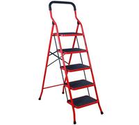 Ladder 5 Step Folding Steel Step Stool - Tuffmate 150Kg Load Capacity