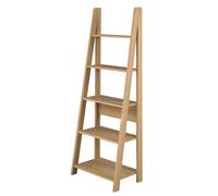 Ladder Bookcase 5 Tier Leaning Display Shelving Unit Rack Shelf Oak