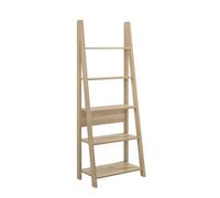 Riva Scandinavian Retro Ladder Bookcase Shelving Shelf Unit Oak 5 Tier
