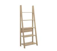 Riva Scandinavian Retro Ladder Bookcase Shelving Shelf Unit Oak 5 Tier