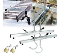 Ladder Clamps, 2 Pieces Ladder Roof Clamps Safety Ladder Clamps Roof Rack Steel Ladder Security Lock With Hook 2 Padlocks 2 Keys Universal Roof Rack Clamp Locks For Car