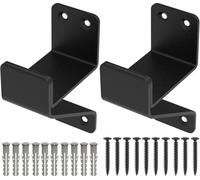 Ladder Hanger, Steel Wall Mount Ladder Holder Utility Heavy Duty Ladder Hooks for Garage Wall Garage Storage Organizer Hanger for Ladder Wheelbarrow Chair Garden Tools - 2 Pack (Black 1-1/2 Inch)