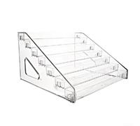 Ladder Shaped Acrylic Display Rack with Sturdy Construction for Small Item Organization and Visual Merchandising in Stores or Living Spaces (Level 5)