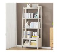 Ladder Shelf 4-Tier Ladder Shelf with Cabinet, Small Bamboo Bookshelf, Vertical Bookcase Storage Rack Organizer for Living Room, Bedroom, Bathroom, Office, Kitchen