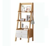 Ladder Shelf 4-Tier Wood Ladder Shelf, Bookshelf with Drawer, Rustic Bookcase Storage Rack Organizer, Freestanding for Living Room, Home Office, Bedroom, Balcony(Multi-Colored)