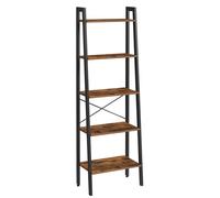 VASAGLE Ladder Shelf, 5-Tier Industrial Bookcase, Storage Unit, with Metal Frame, for Living Room, Kitchen, Rustic Brown LLS45X