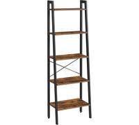 VASAGLE Ladder Shelf, 5-Tier Industrial Bookcase, Storage Unit, with Metal Frame, for Living Room, Kitchen, Rustic Brown LLS45X