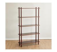 Ladder Shelf 5 Tiers Ladder Bookcase, Freestanding Bookshelf, Open Display Rack, Wooden Storage Shelves for Bedroom, Home Office, Living Room(Bruin)