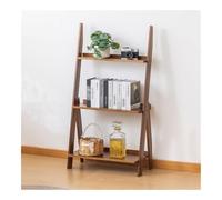 Ladder Shelf Bamboo Bookshelf 3-Tier Ladder Shelf, 38.19”Freestanding Open Bookcase Book Bathroom Storage Unit Plant Stand(Bruin)