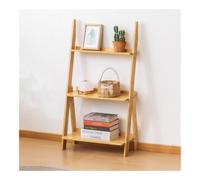 Ladder Shelf Bamboo Bookshelf 3-Tier Ladder Shelf, 38.19”Freestanding Open Bookcase Book Bathroom Storage Unit Plant Stand(Natural)