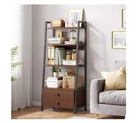 Ladder Shelf Bookcase, Free Standing Bookshelf Metal Frame Modern Storage Display Shelving With Drawers Ideal for Bathroom Home Office