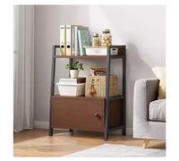 Ladder Shelf Bookcase, Free Standing Bookshelf Metal Frame Modern Storage Display Shelving With Drawers Ideal for Bathroom Home Office