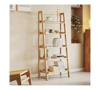 Ladder Shelf Solid Wood Bookshelf 5-Tier Ladder Shelf, 64” Freestanding Open Bookcase Book, Display for Small Space, Bedroom, Living Room, Home Office(Natural)