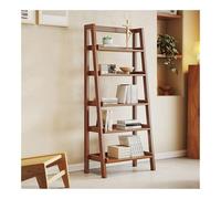 Ladder Shelf Solid Wood Bookshelf 5-Tier Ladder Shelf, 64” Freestanding Open Bookcase Book, Display for Small Space, Bedroom, Living Room, Home Office(Bruin)