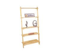 Ladder Shelf Unit Solid Pine Easy Clean Slatted Shelves Modern Display Storage