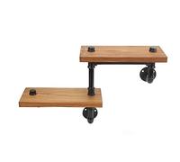 Ladder Shelf Wall Mounted, 5-Tier Industrial Pipe Bookcase with Carbonized Wood, Space-Saving Storage Rack for Living Room, Bedroom, Bathroom, Office Decor