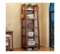 Ladder Shelf Wooden Bookshelf 5-Tier Ladder Shelf, 67” Freestanding Open Bookcase Bathroom Storage Plant Stand for Home Office, Living Room(Bruin)