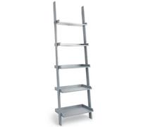 Ladder Shelving Unit Tier Display Stand Book Shelf Wall Rack Storage Grey