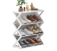Ladder Shoe Rack X-shaped Design For Multi-layer Storage In Dorm Rooms And Entryways Made Of Pp And Stainless Steel White Color(D)