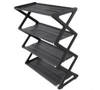 Ladder Shoe Rack X-Shaped Design with Multi-Layer Storage, Space-Saving Shoe Organiser for Home, Entryway, Dorm Room and Hallway, Easy to Assemble with PP and(black C)