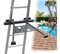 Ladder Stabilizer for Roof Gutter, Heavy Duty Extension Ladder Stabilizer with Adjustable Leg 20-29.5", Anti-Slip Ladder Standoff Built-in Tool Tray Easy to Use Withstands 320 LBS Weight