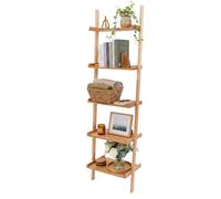 Ladder-style wall-lean shelf, walnut decorative shelf, flower ladder, 5 shelves