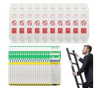 Ladder Tags-10 Holders and 20 Ladder Inspection Tags Inserts Waterproof Record Kit, Podiums, Towers, Podiums for All Ladder Types Protect Platforms, Steps, Indoor & Outdoor