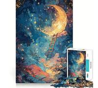 Ladder to The Moonlit Dreamscape Jigsaw Puzzle 1000 Piece for Teenagers Memory Build Vivid Color Playful Challenge Great Gift (38x52cm)
