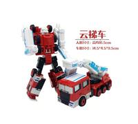 (Ladder Truck) Alloy Transformer Five-piece King Kong Robot Fire Fighter Children's Fire Engineering Vehicle Model Toy