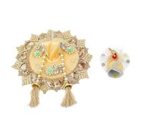 Laddu Gopal Dress Cloth Bhagwan Poshak of God Bal Gopal Kanha Kanhaiya Dev Vastra with Mukut for Metal Idol Statue for Indian Traditional Janmashtami Festival (Size: 2-4 No.Dia- 8 inches) (Golden)