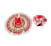 Laddu Gopal Dress Cloth Bhagwan Poshak of God Bal Gopal Kanha Krishna Kanhaiya Dev Vastra with Mukut for Metal Idol Statue for Indian Traditional Janmashtami Festival(Size:- 3-5 No.Dia- 10")(Red)