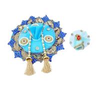 Laddu Gopal Dress Cloth Bhagwan Poshak of God Bal Gopal Kanha Krishna Kanhaiya Dev Vastra with Mukut for Metal Idol Statue for Indian Traditional Janmashtami Festival(Size:- 2-4 No.Dia- 8")(Blue)