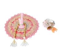 Laddu Gopal Dress Cloth Bhagwan Poshak of God Bal Gopal Kanha Krishna Kanhaiya Dev Vastra with Mukut for Metal Idol Statue for Indian Traditional Janmashtami Festival(Size:- 3-5 No.Dia- 10")(Pink)