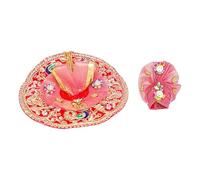 Laddu Gopal Dress with Mukut Bal Gopal Kanha ji God Vastra-Red,Pink (6")