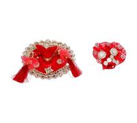 Laddu Gopal Dress with Mukut Bal Krishna ji Kanha ji God Vastra-Red (4")