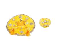 Laddu Gopal Dress with Mukut Bal Krishna Kanha ji God Vastra Yellow (10")
