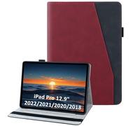 laddutoi Case for iPad Pro 12.9 2022/2021/2020/2018, Flip Case with Card Slot and Stand Function, PU Leather Case Tablet Cover Protective Case for iPad Pro 12.9 Inch 6th/5th/4th/3rd Generation, Red