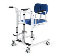 LADECNERHT 180° Split Seat, Patient Lift Transfer Chair for Home, Lifting Transfer Aid, Nursing Transfer Chair with Dining Table and Potty, Hydraulic Transfer Chair for Elderly, Handicapped Blue