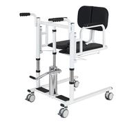 LADECNERHT Hydraulic Patient Lift Chair, 440 Lb Adjustable Lifting Height Transfer Wheelchair for Home With180° Split Seat, For Senior Elderly Disabled Handicapped Transport Chair Lift Aid Black