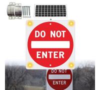 LADECNERHT Smart Sign - Solar Powered LED Blinking DO NOT ENTER Sign, Traffic Light Sign, Heavy Duty, Rust-Proof Metal Frame, Ip65