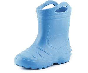 Ladeheid Children's Girl's Boy's EVA Extra Light Wellington Boots Rainy Wellies Rain Boots KL051 (Light Blue, 2 UK)