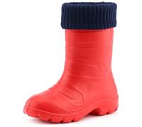 Ladeheid Children's Girl's Boy's EVA Extra Light Wellington Boots Rainy Wellies Rain Boots LA4845KIDS (Red1/Navy Blue, 1 UK)