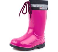 Ladeheid Children's Girl's Boy's Rubber Wellington Boots with Top LA-972 (Fuchsia/Black, 6 UK Child)