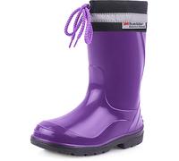 Ladeheid Children's Girl's Boy's Rubber Wellington Boots with Top LA-972 (Purple/Black, 11 UK Child)