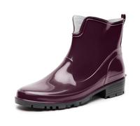 Ladeheid Girl's Ankle Rubber Wellington Boots LA-930 (Claret/Black, 4.5 UK)